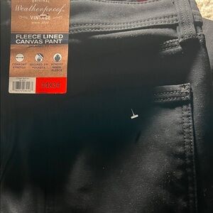 New Weatherproof  Vintage Fleece Lined Canvas Pants Black 34/34 NWT